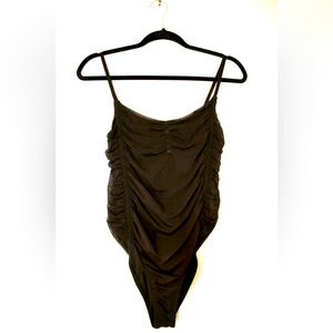 TOPSHOP Black Mesh Bodysuite size 8 snap closure